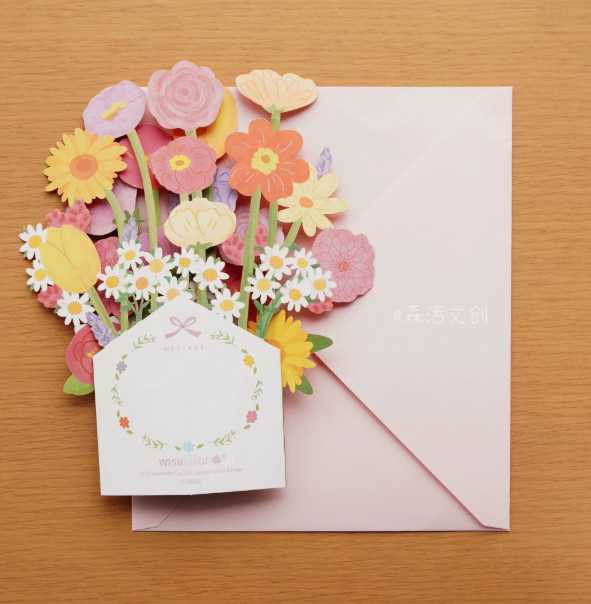3D Pop-Up Flower Bouquet Greeting Card
