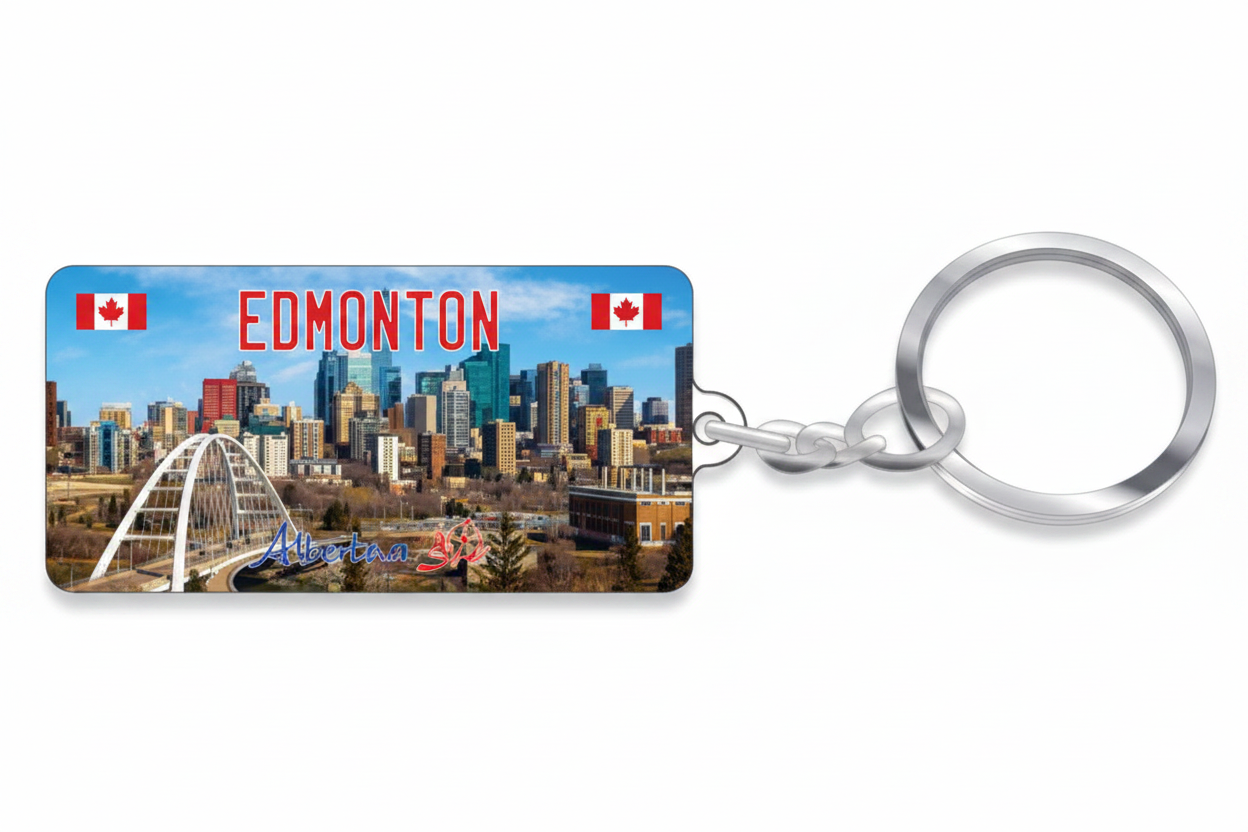 Aluminum Licence Plate Keychain - Edmonton Image