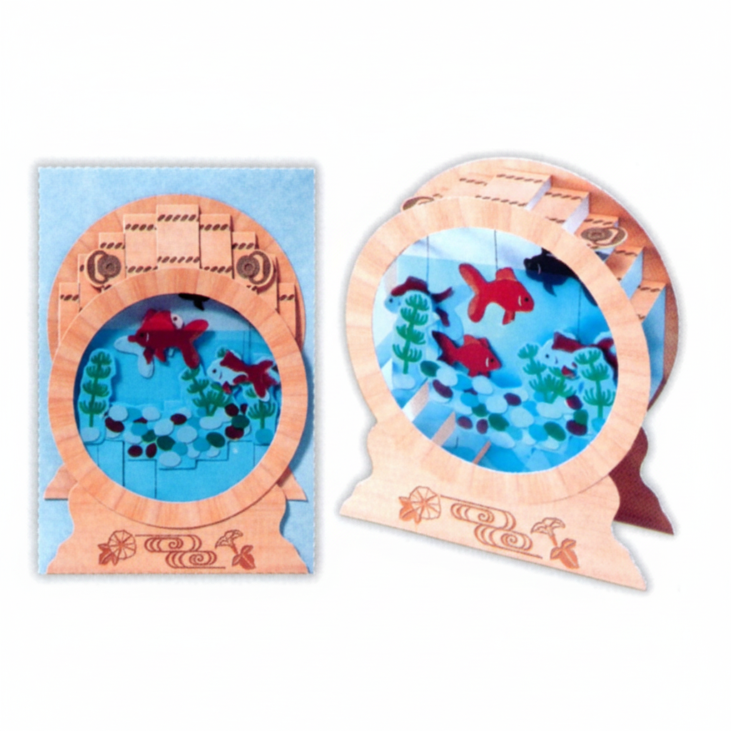 Goldfish tank 3D greeting card