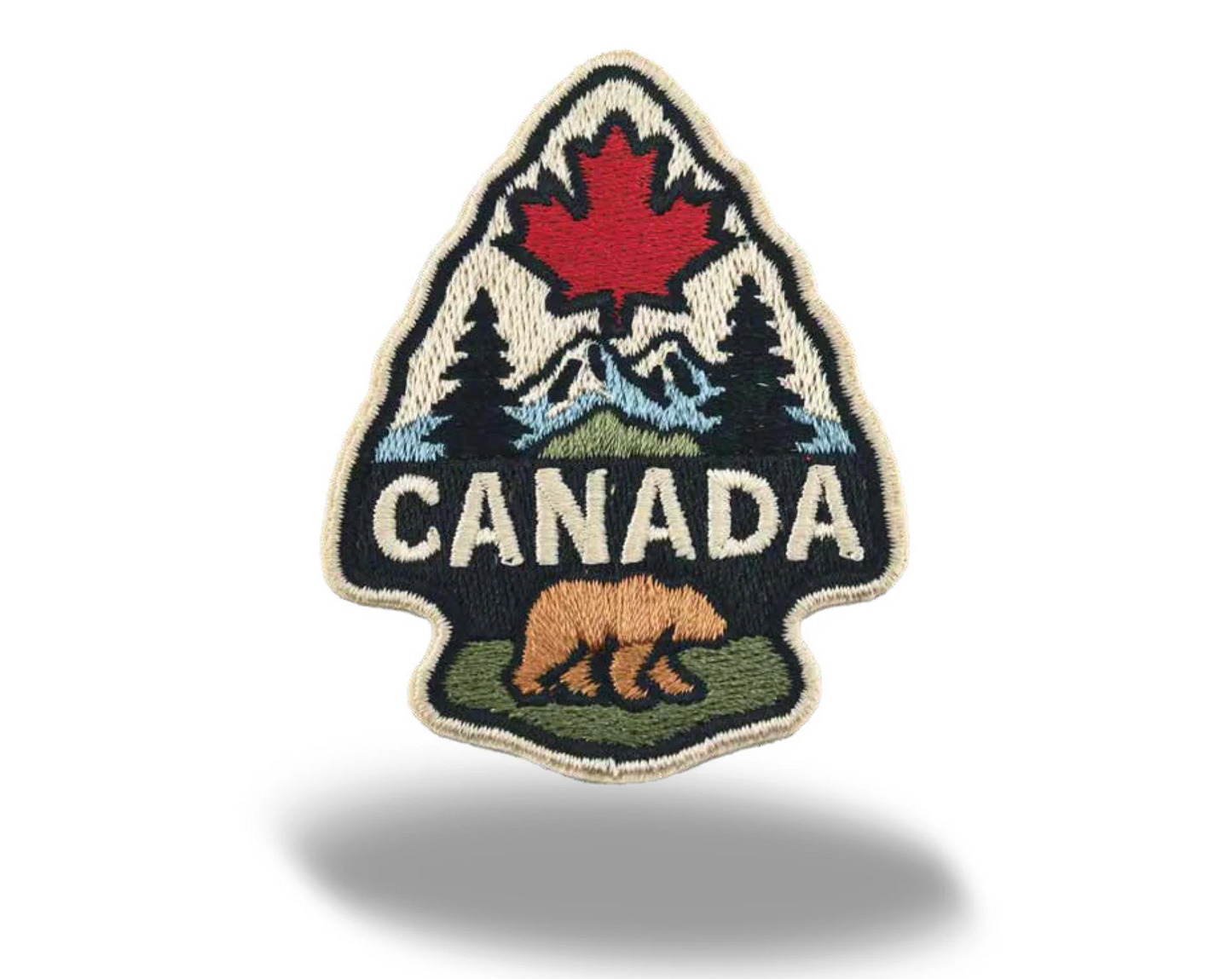 Canada Souvenir Embroidered Magnet - Maple Leaf, Bear & Mountain Wilderness Travel Gift Patch Style