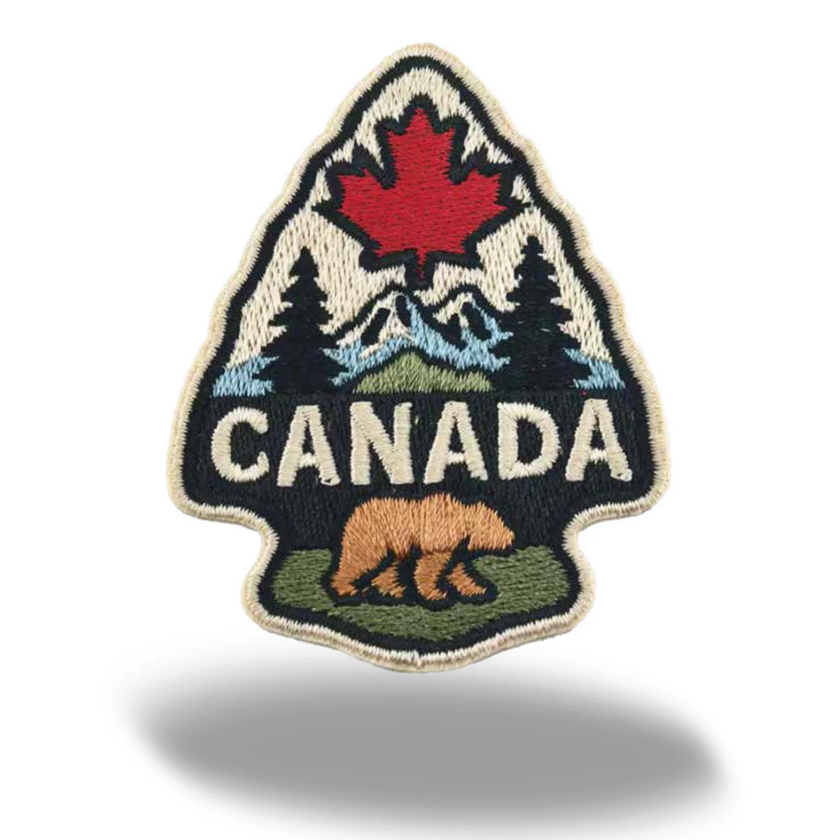 Canada Souvenir Embroidered Magnet - Maple Leaf, Bear & Mountain Wilderness Travel Gift Patch Style