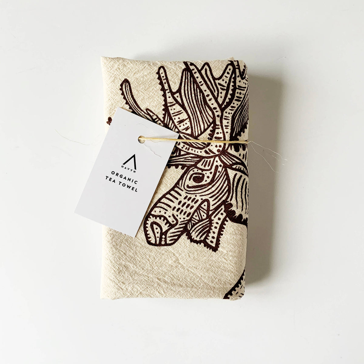 Moose Organic Tea Towel Brown - 20x24