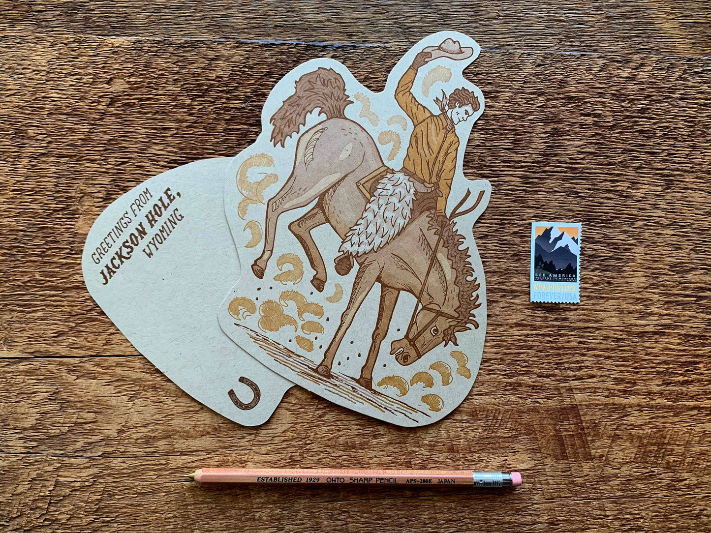 Jackson Wyoming Bucking Bronco Postcard