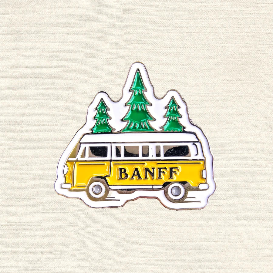Banff Adventure Van Enamel Pin – Road Trip Lapel Pins, Canada Souvenir Gift