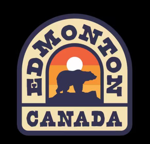 Edmonton Canada Vintage Bear & Mountain Hat | Black Souvenir Baseball Cap
