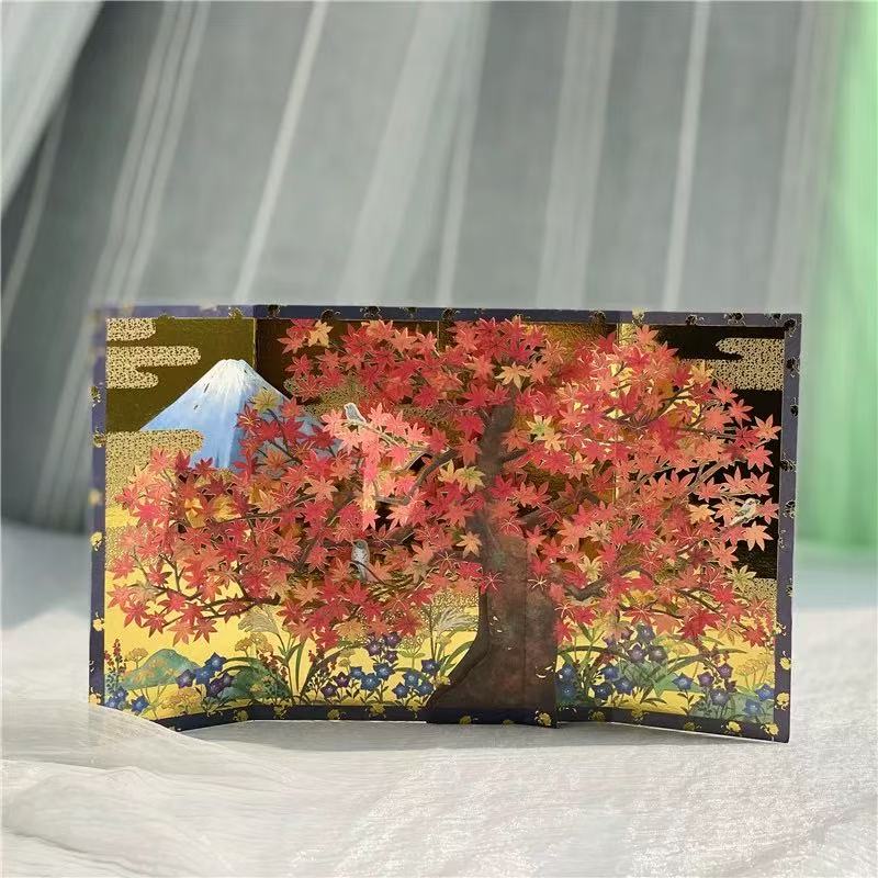 Japanese Maple Tree Pop-Up Card Mount Fuji