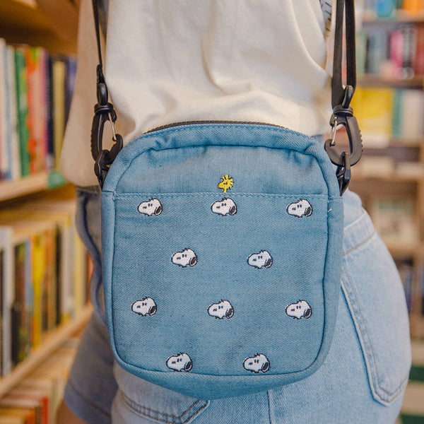 3P4 x Peanuts® - Snoopy Embroidered Crossbody Bag (Denim)