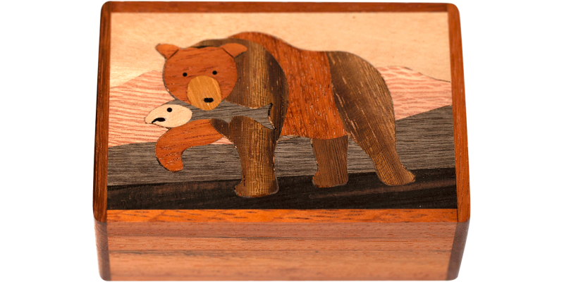 Wooden - Box - Bear Fishing - Large 3.5"×2.5"