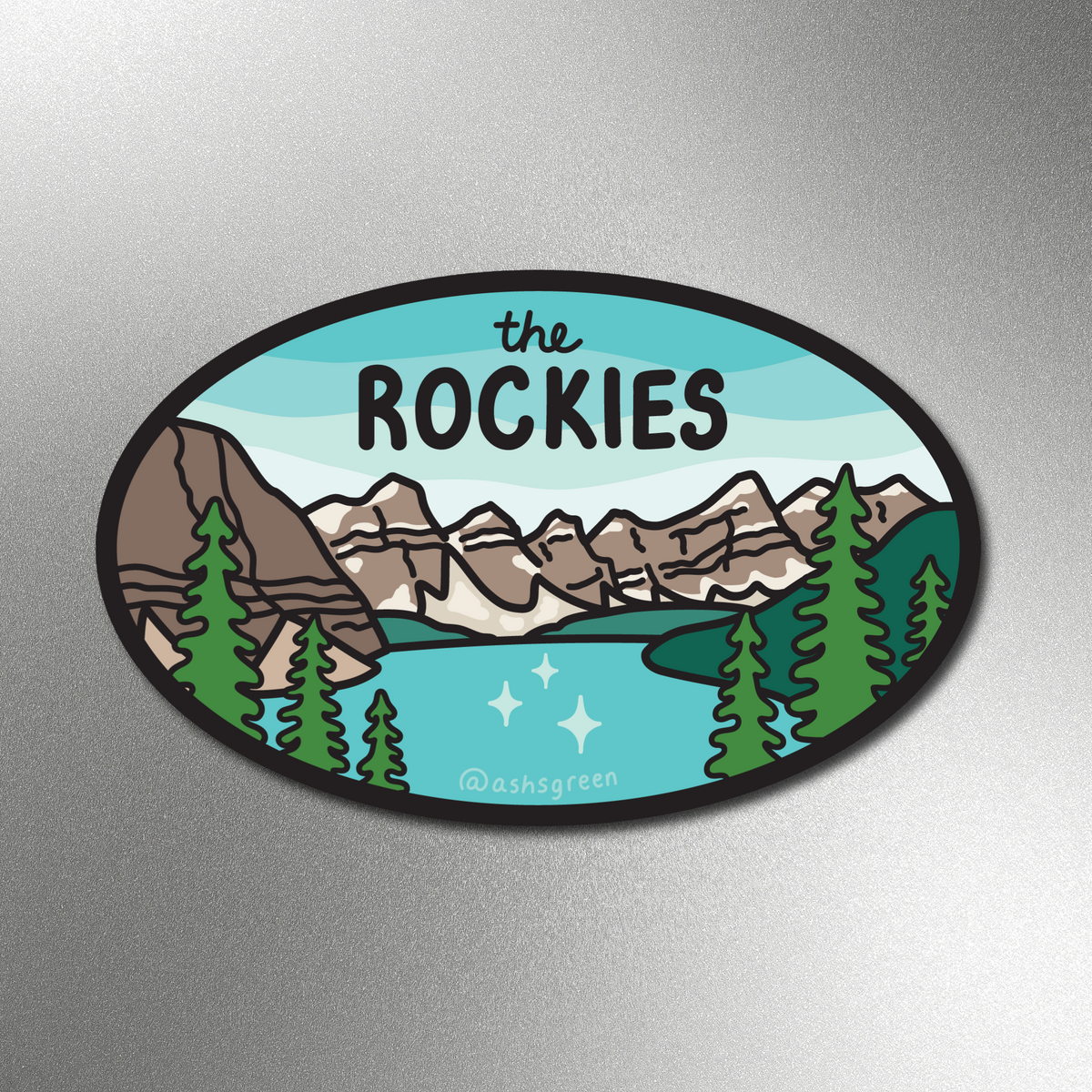 The Rockies - retro oval fridge magnet