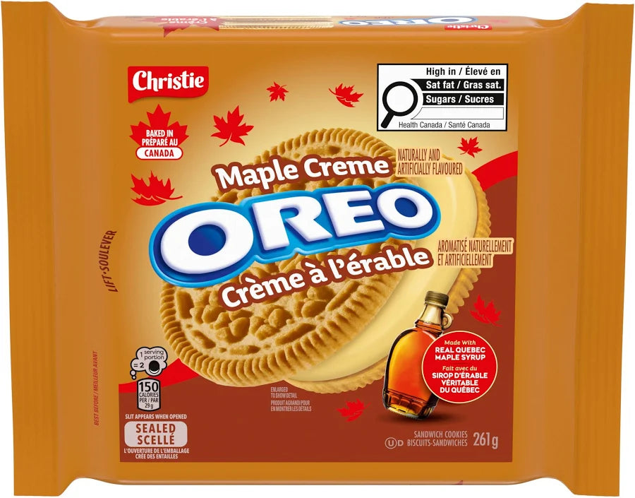 OREO, Maple Creme Sandwich Cookie, Made with Real Quebec Maple Syrup, Baked in Canada