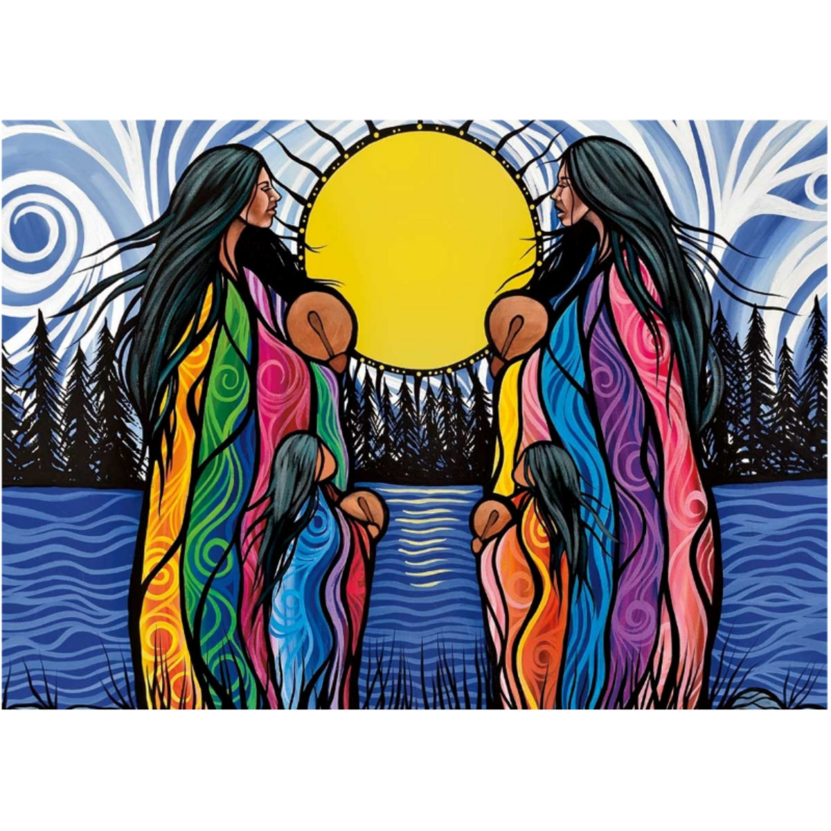 Indigenous Fridge Magnet Mother Daughter Water Song By Jackie Traverse