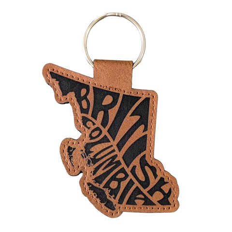 British Columbia Typography Leatherette Keychain