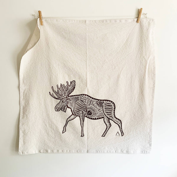 Moose Organic Tea Towel Brown - 20x24