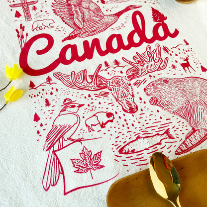 Canada Commemorative Organic Tea Towel Red - 20x24