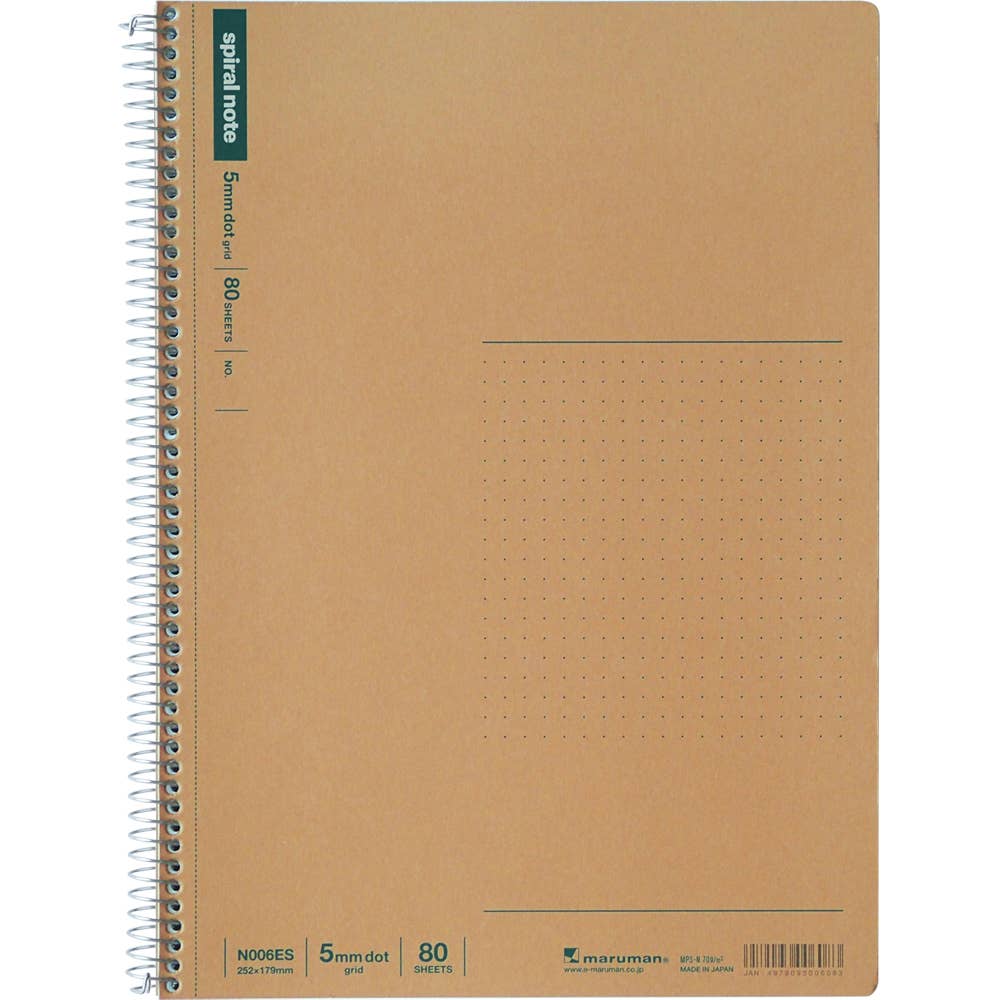 MARUMAN SPIRAL NOTE BASIC NOTEBOOK B5 DOT GRID 80 SHEETS