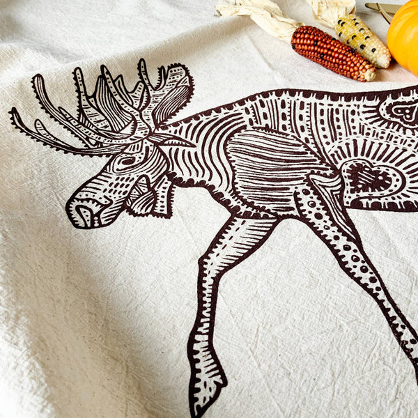 Moose Organic Tea Towel Brown - 20x24