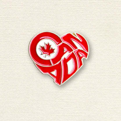 Canada Heart Enamel Pin – Maple Leaf Red and White Patriotic Souvenir Gift Lapel Pins