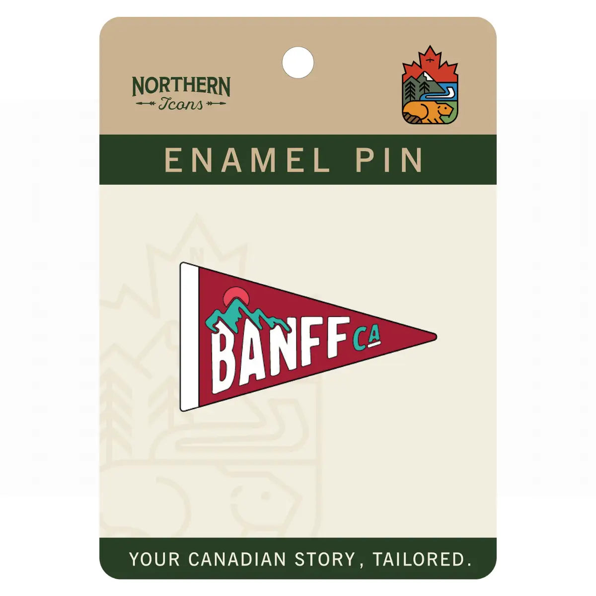 Banff Retro Pennant Enamel Pin – Vintage Canada Lapel Pins, Souvenir Gift