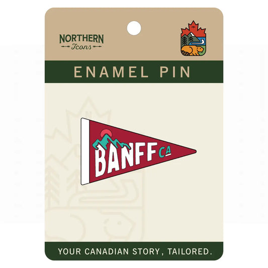 Banff Retro Pennant Enamel Pin – Vintage Canada Lapel Pins, Souvenir Gift