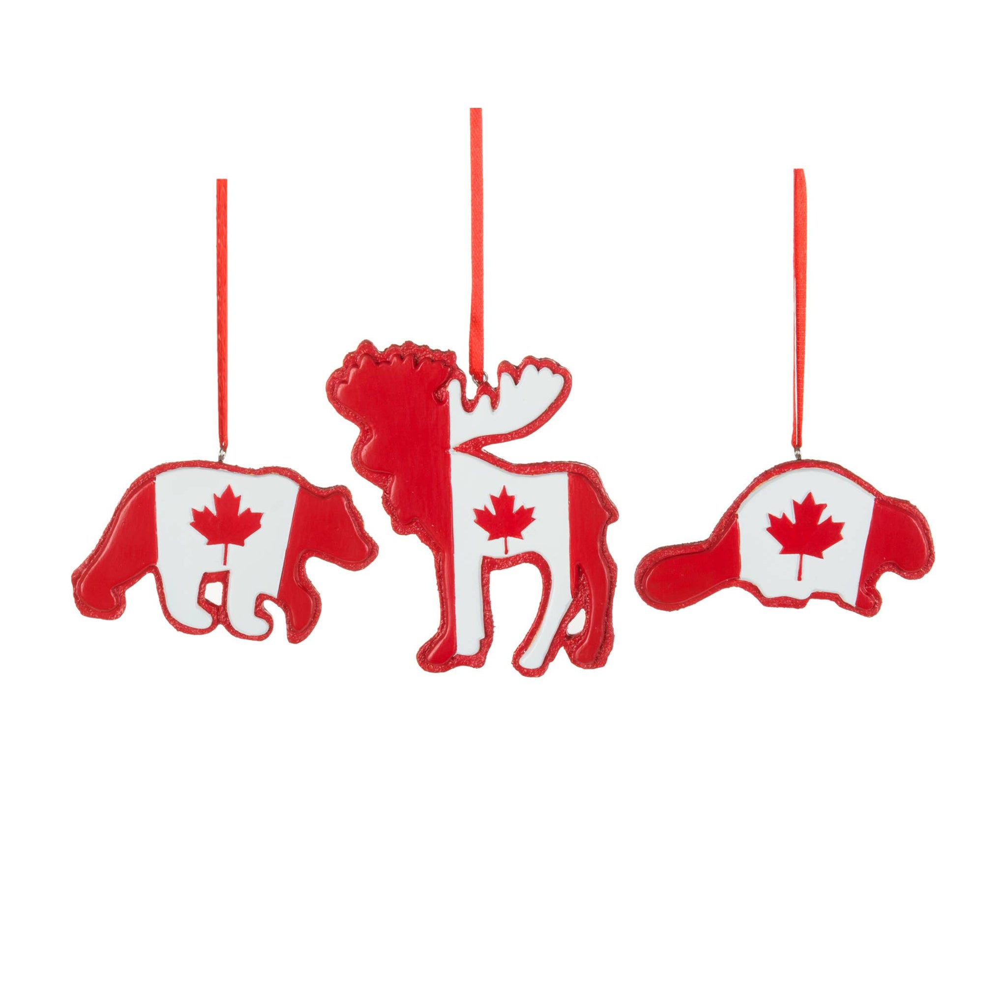 3 Asstd 4.5" Animal Ornament w/Canada Flag