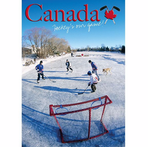 Postcard 5x7, backyard hockey game, Canada General