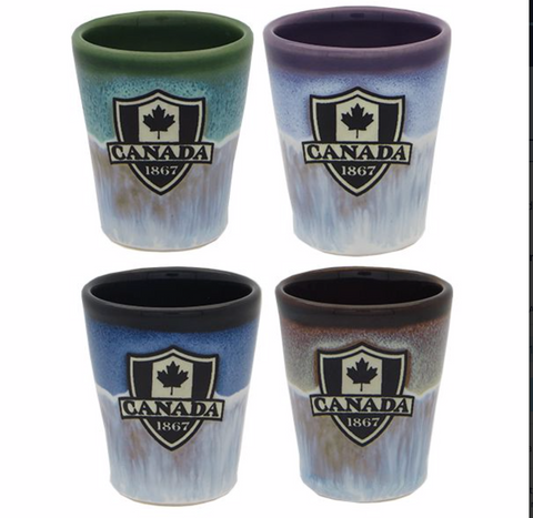 Shot Stoneware, 4 Assorted Canada Crest, Canada General