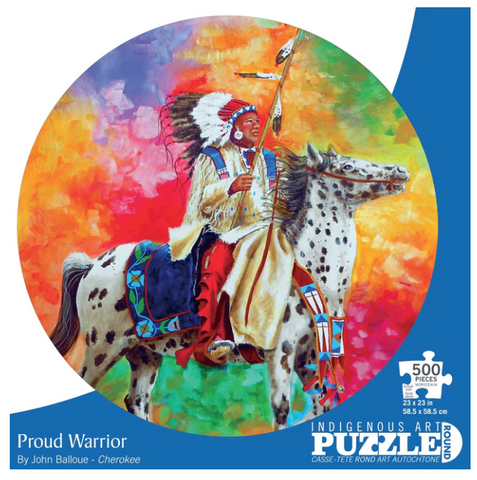 Indigenous design PROUD WARRIOR 500 PIECES ROUND PUZZLE