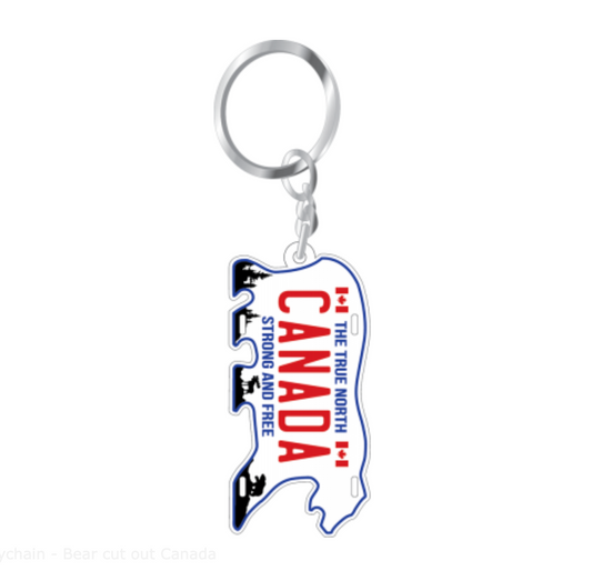 Aluminum Licence Plate Keychain - Bear cut out Canada