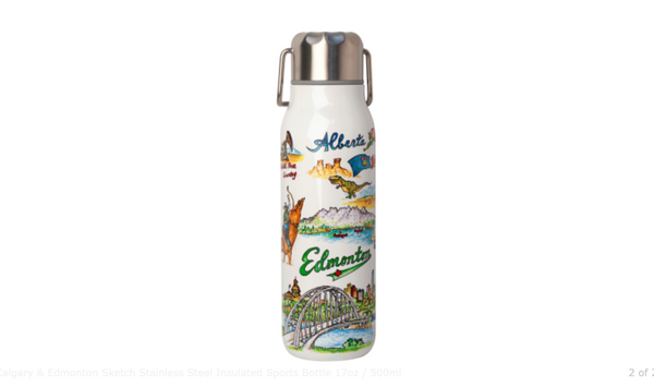 Calgary & Edmonton Sketch Stainless Steel Insulated Sports Bottle 17oz / 500ml