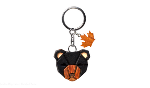 Wooden Keychain - Faceted Bear