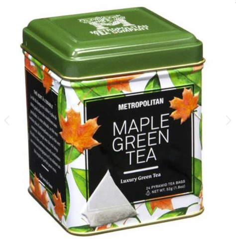Metropolitan Tea Company Maple Green Tea Souvenir Tin Box of 24 Tea Bags