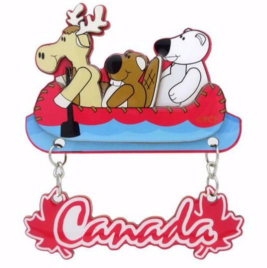 Canada 3 Canoe Animals Magnet