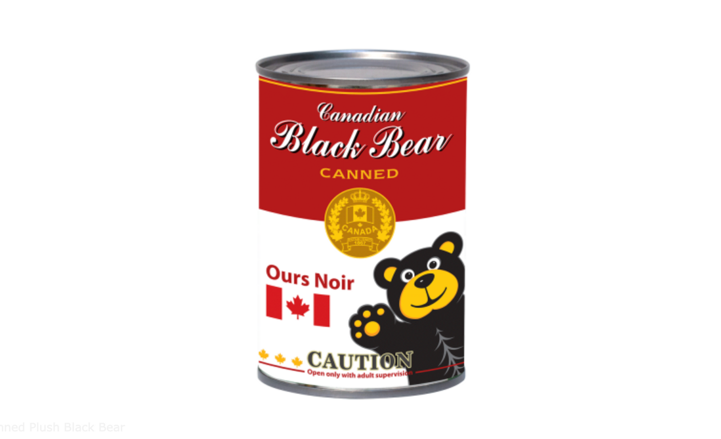 Canned Plush Black Bear