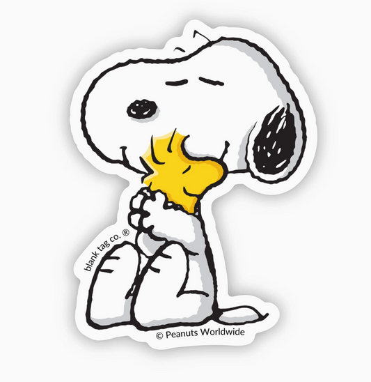 Peanuts® Waterproof Sticker - Snoopy Hugging Woodstock