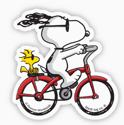 Peanuts® Waterproof Sticker - Snoopy Riding A Bicycle