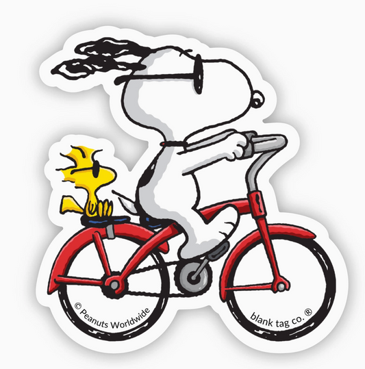 Peanuts® Waterproof Sticker - Snoopy Riding A Bicycle