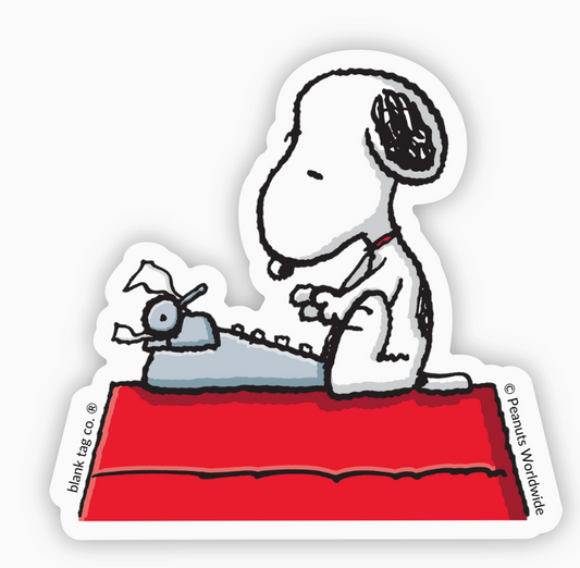 Peanuts® Waterproof Sticker - Typing Snoopy
