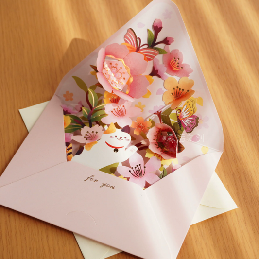 3D Pop-Up Floral Envelope Greeting Card