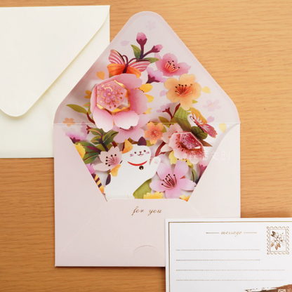 3D Pop-Up Floral Envelope Greeting Card