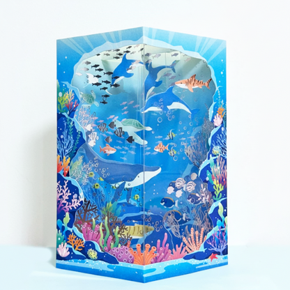 3D Pop-Up Aquarium and Ocean World Diorama Greeting Card