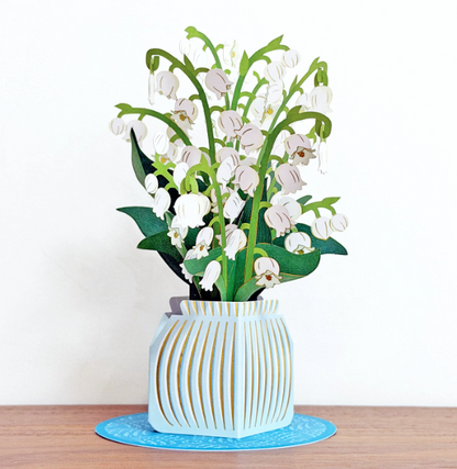 3D Pop-Up Lily of the Valley Vase Greeting Card