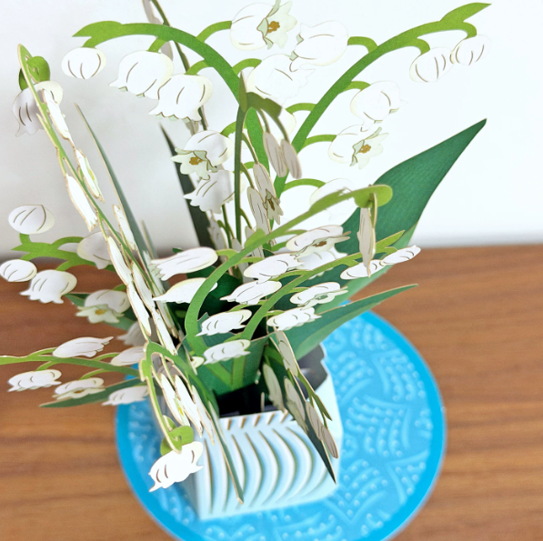 3D Pop-Up Lily of the Valley Vase Greeting Card