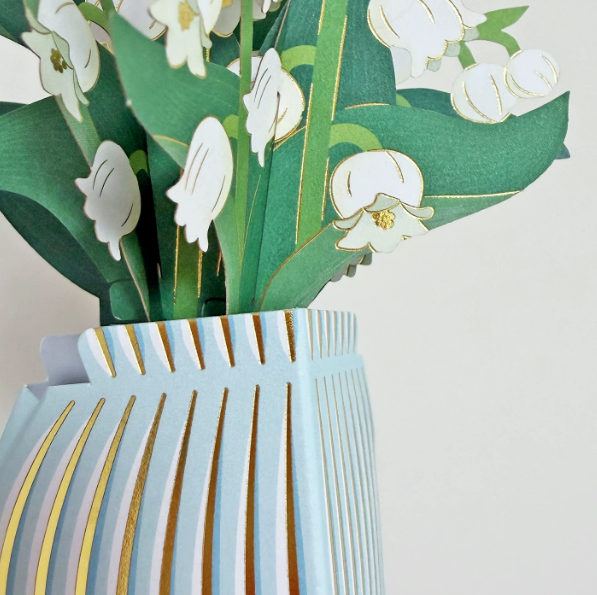 3D Pop-Up Lily of the Valley Vase Greeting Card