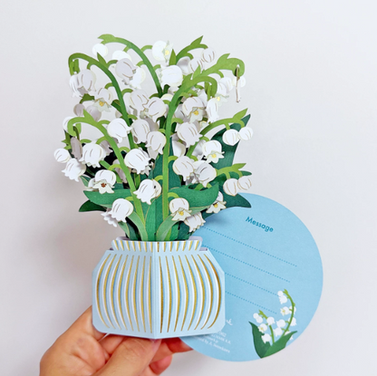 3D Pop-Up Lily of the Valley Vase Greeting Card