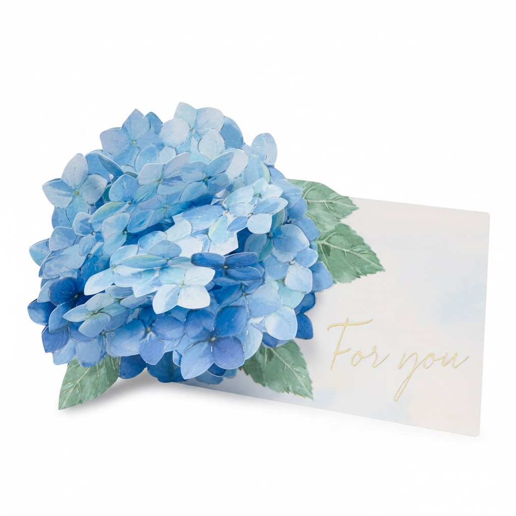 3D Pop-Up Blue Hydrangea Mini Greeting Card