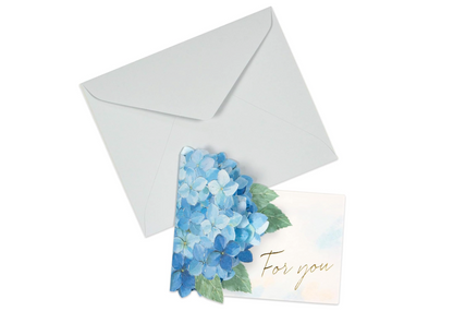 3D Pop-Up Blue Hydrangea Mini Greeting Card