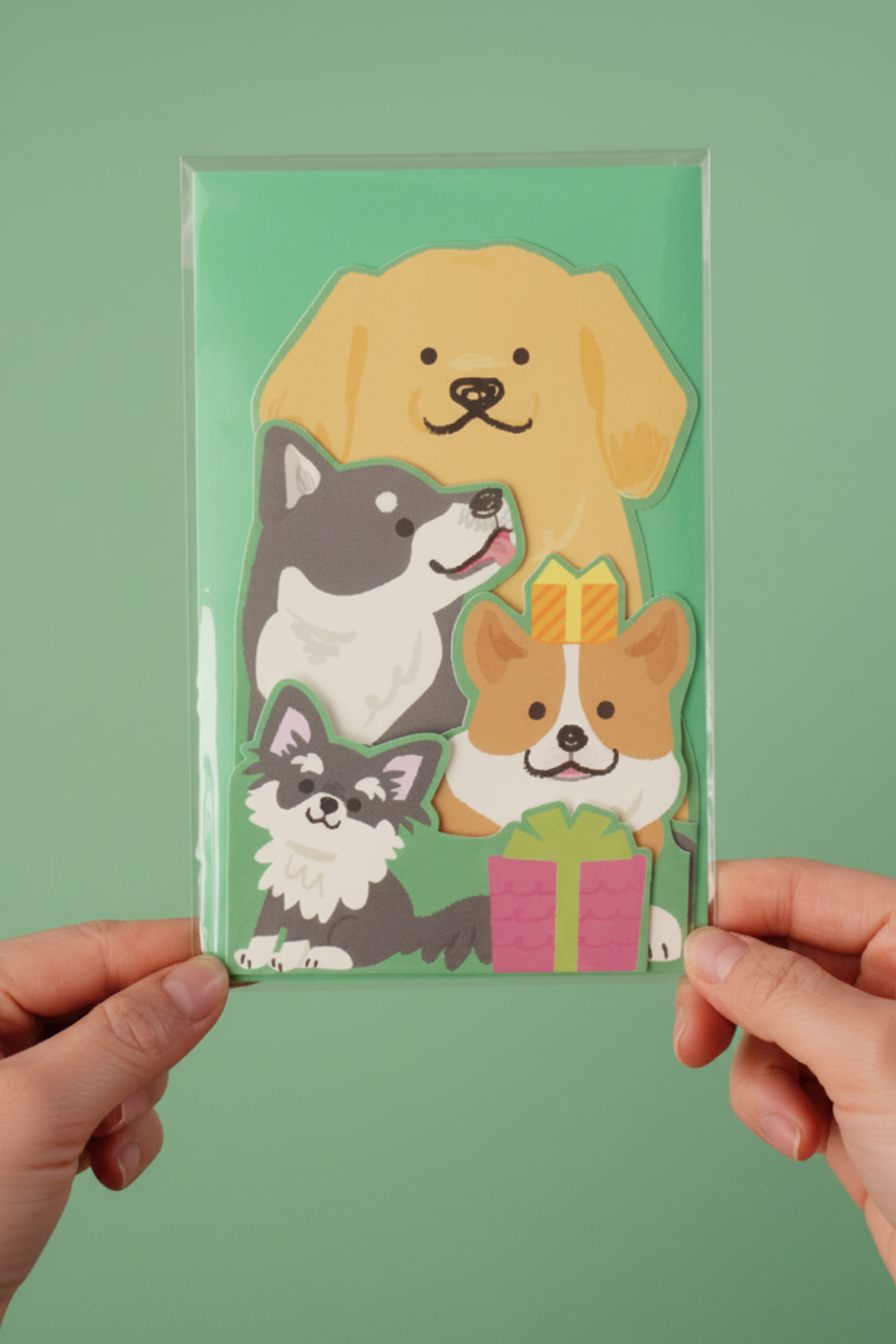 Sanrio Pop Up Greeting Card "9 Dogs"