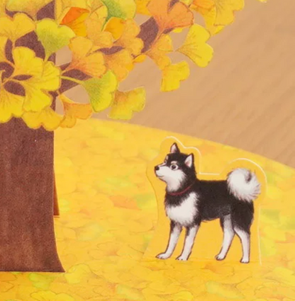 3D Pop-Up Ginkgo Tree Greeting Card from Sanrio's autumn collection.
