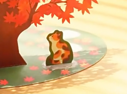 Autumn Leaves Tree with Calico Cat 3D Greeting card