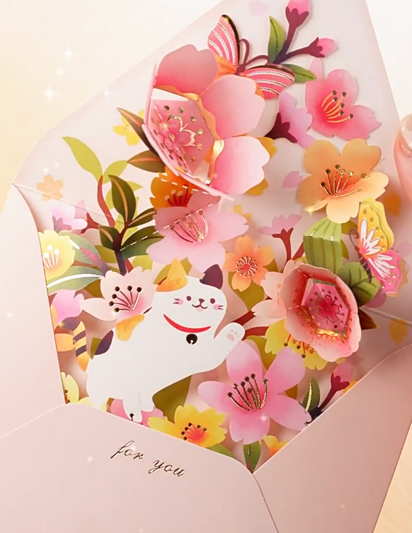 3D Pop-Up Floral Envelope Greeting Card